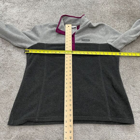 Columbia Campfire Fleece Jacket Mens XL Gray Purple 1/4 Snap Button Outdoor Hike - Picture 9 of 14